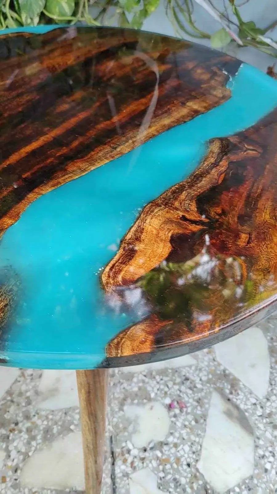 Sky Blue River Resin Coffee Table | Wooden Table for Living Room - Pacific Resin Art