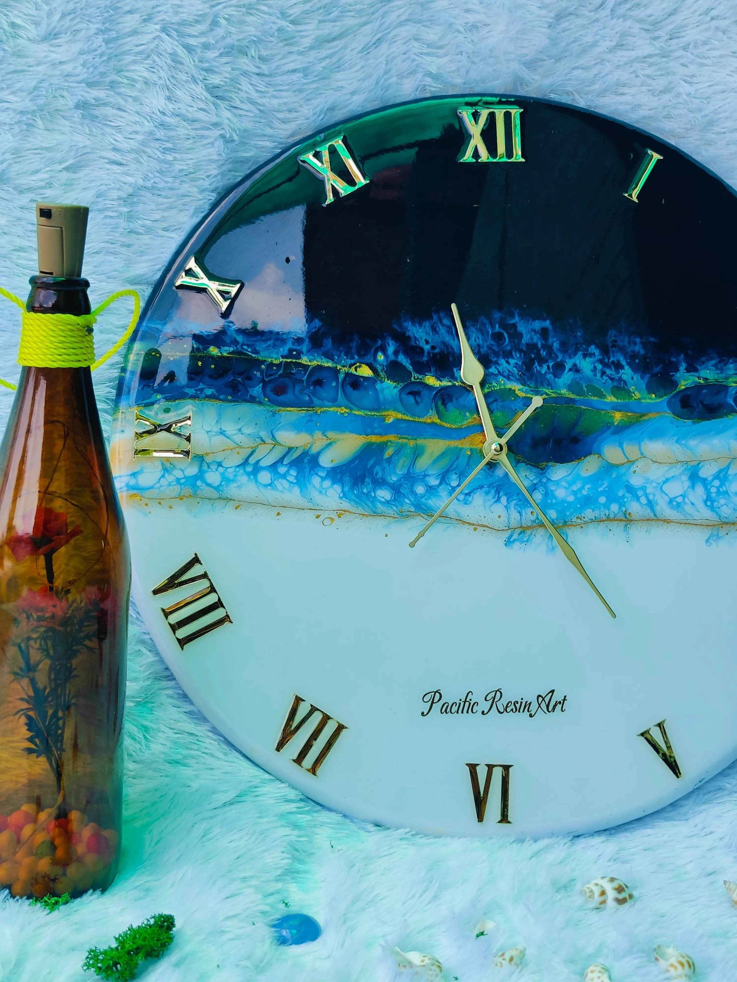 Mystic Thunder Blue Resin Wall Clock | Premium Resin Wall Clocks - Pacific Resin Art