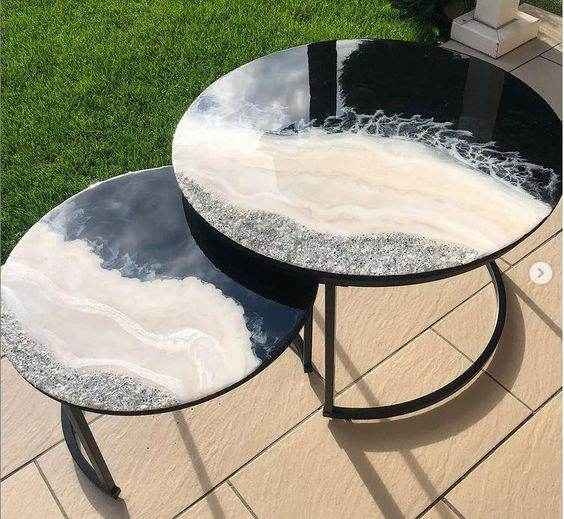 Twin Seas Epoxy resin coffee table | Designer Epoxy resin art table for home decor --