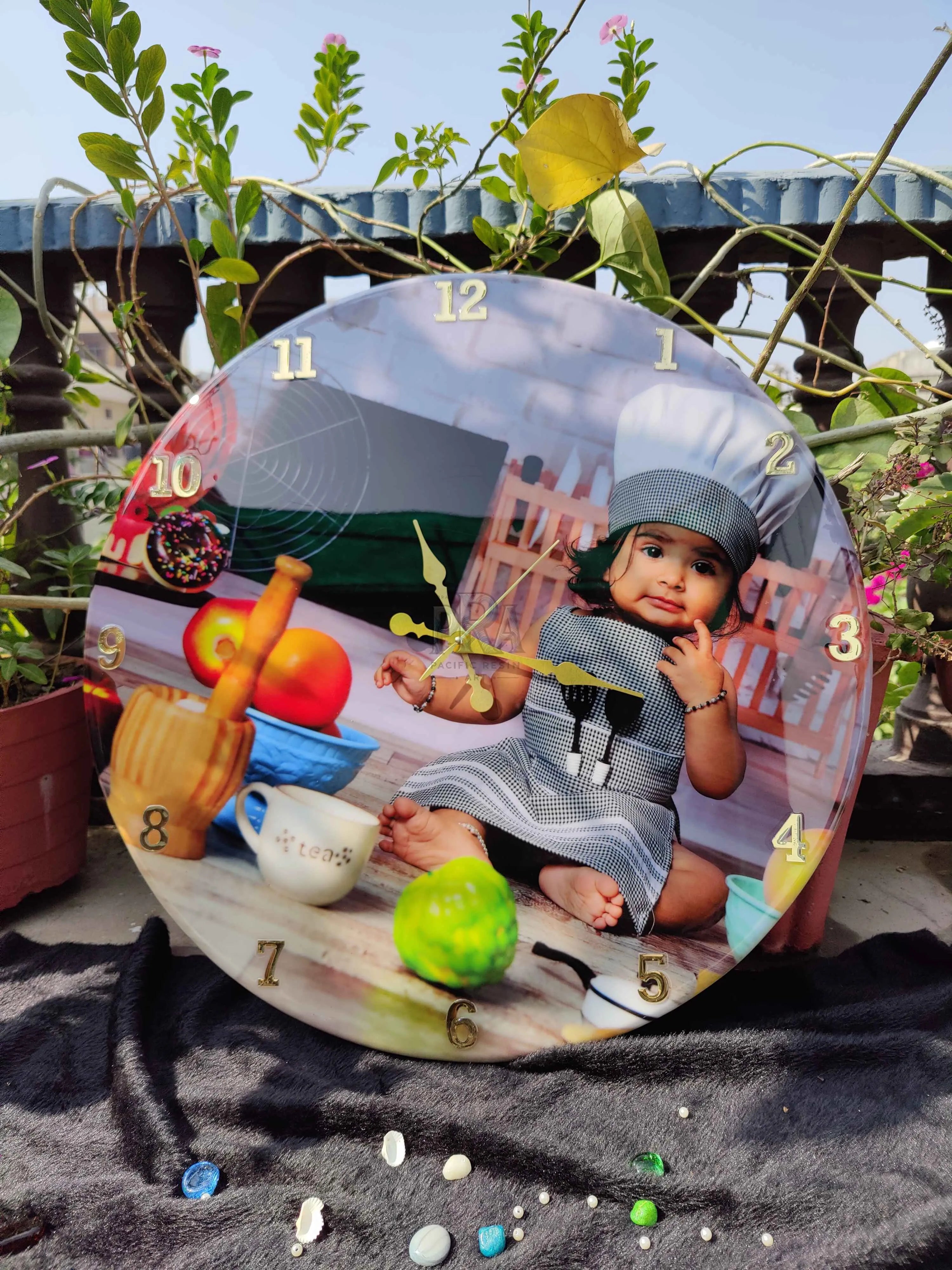 U.V Resin Coated Customized Image Preservation Wall Clock | Resin Photo Frame | Resin Image Gift idea
