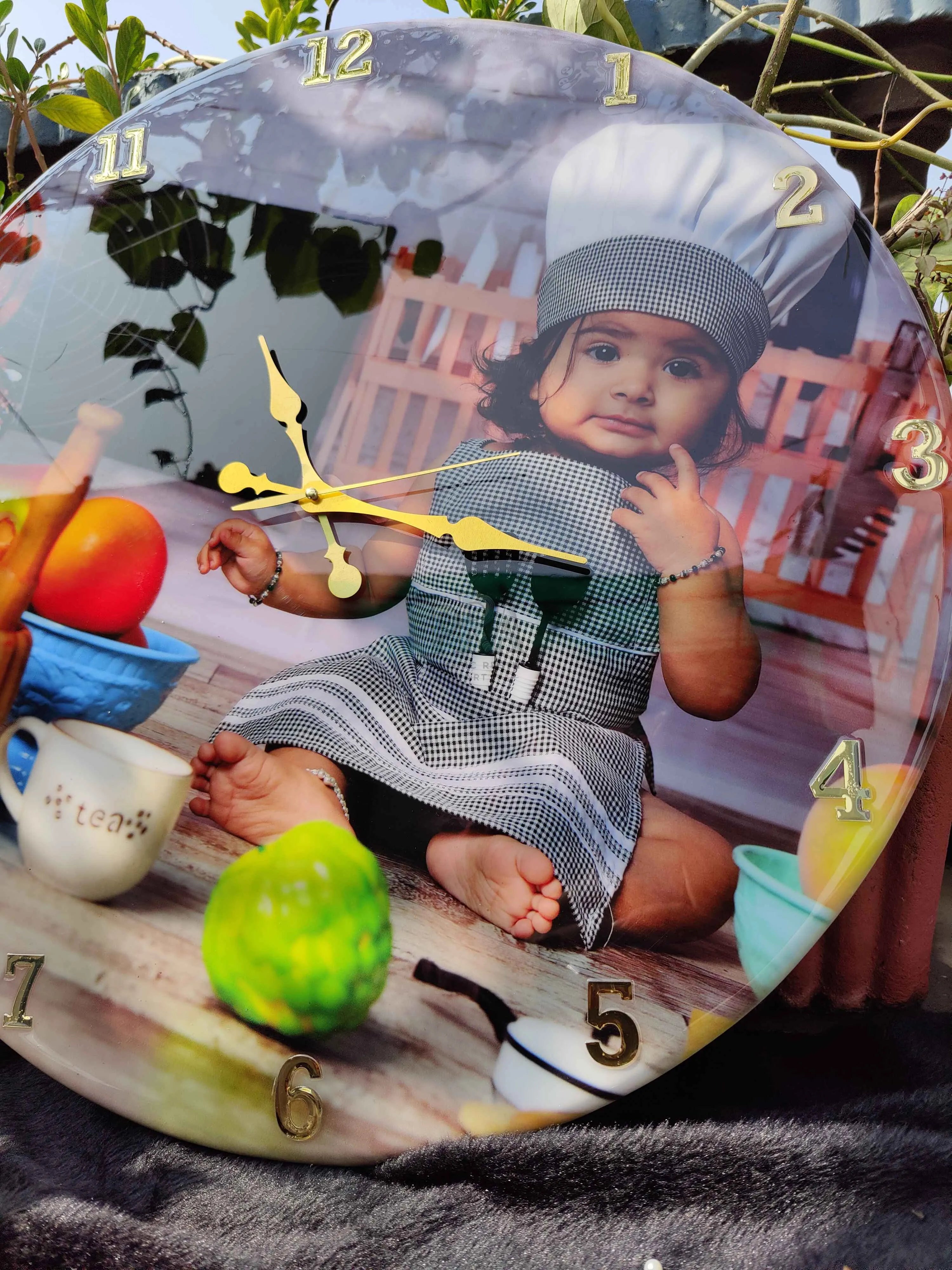 U.V Resin Coated Customized Image Preservation Wall Clock | Resin Photo Frame | Resin Image Gift idea
