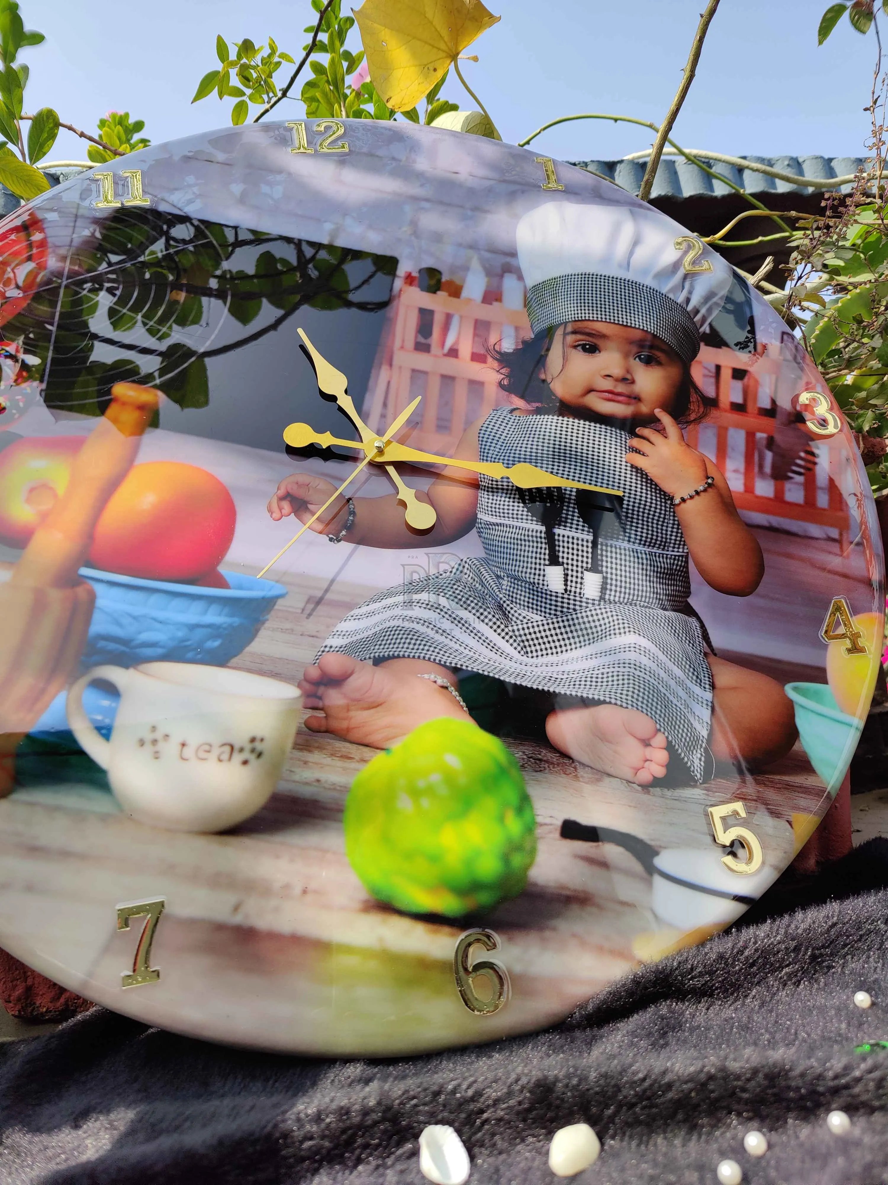 U.V Resin Coated Customized Image Preservation Wall Clock | Resin Photo Frame | Resin Image Gift idea