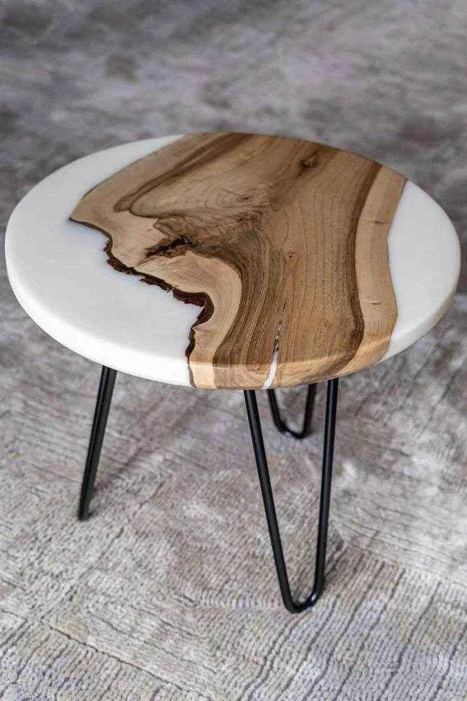 White Wooden Resin Coffee Table | Luxury Epoxy resin art table for Home Decor - Pacific Resin Art