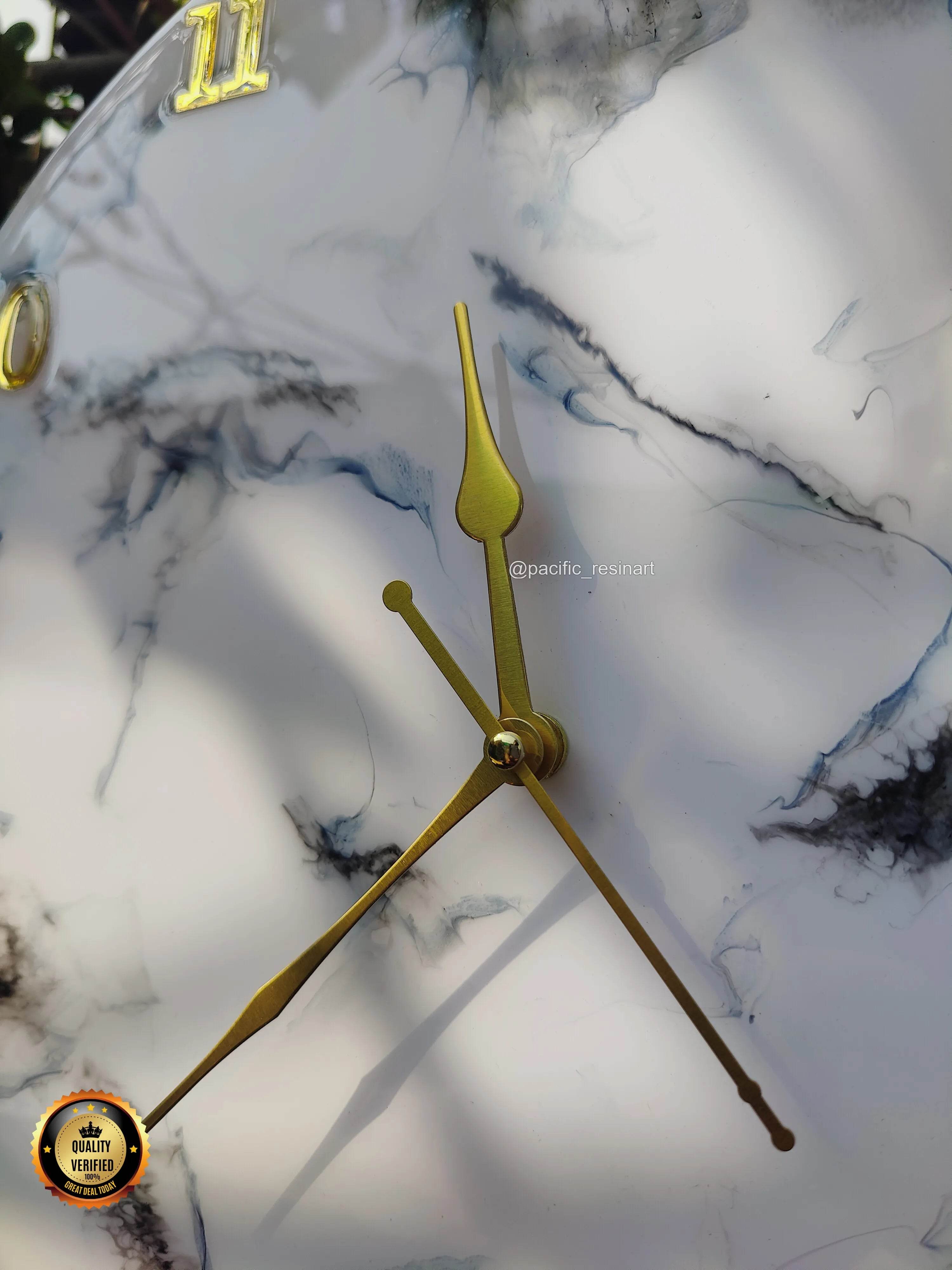 White Marble Resin wall clock | Epoxy Art Wall Clocks - Pacific Resin Art