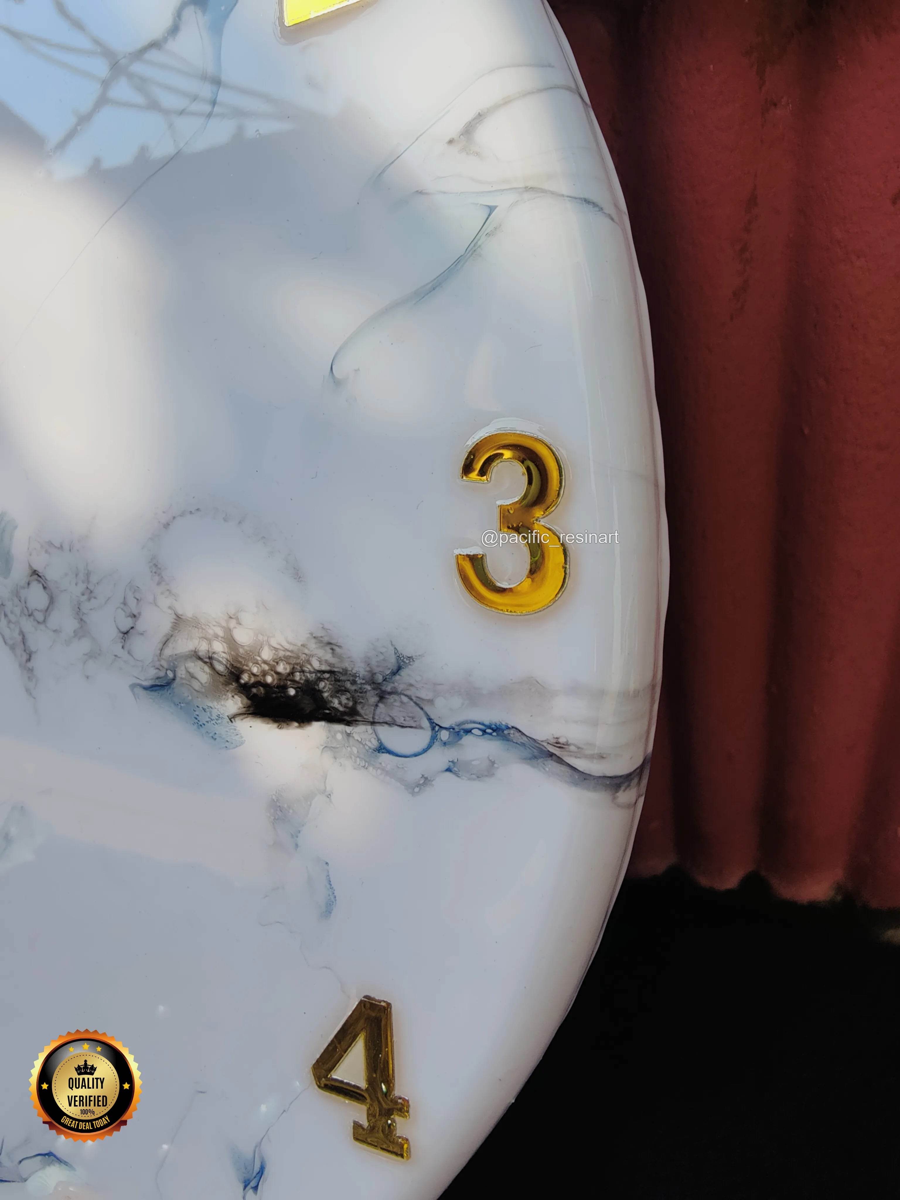 White Marble Resin wall clock | Epoxy Art Wall Clocks - Pacific Resin Art