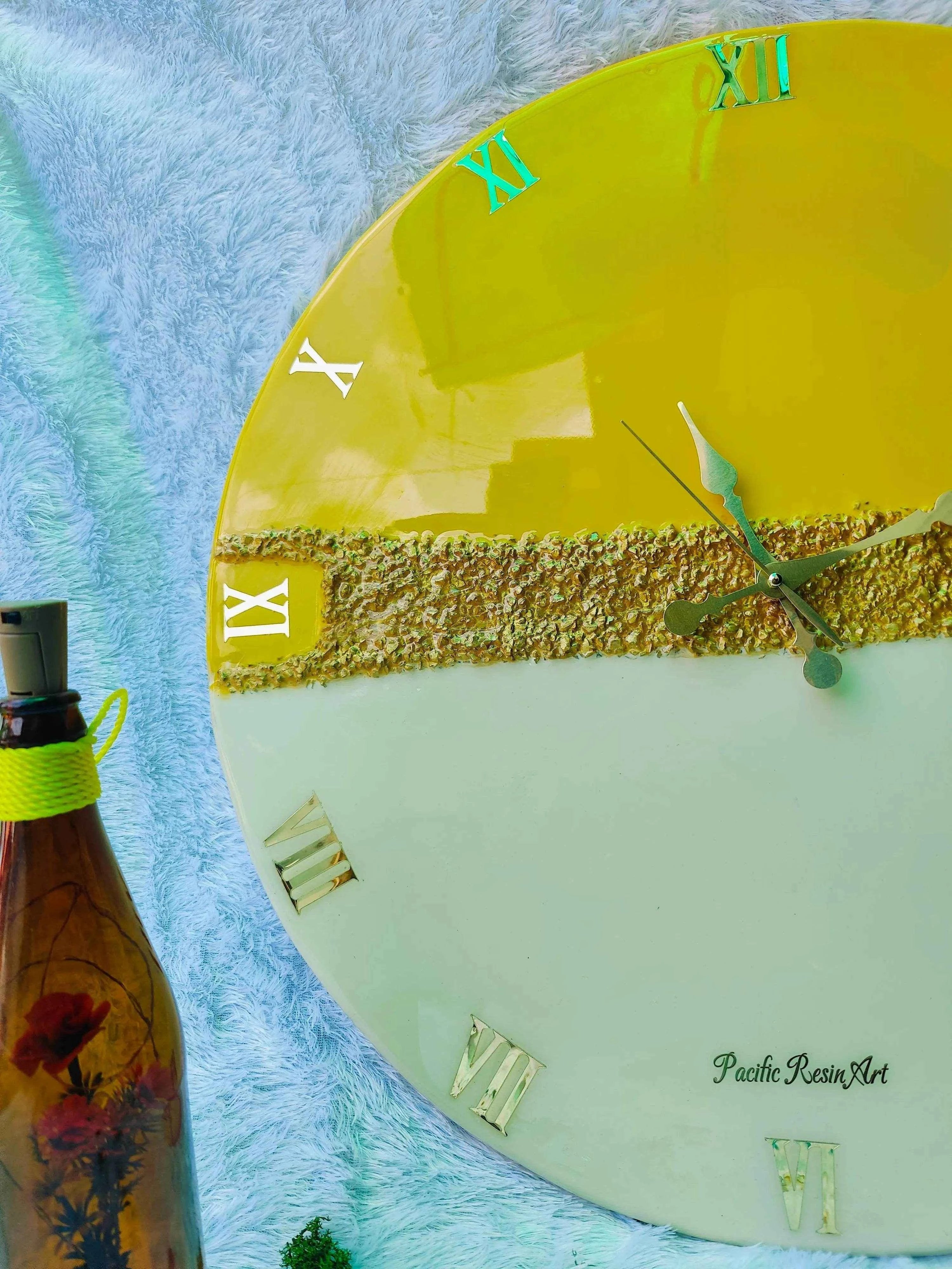 Golden Bridge Resin Wall Clock | Modern Resin Art Wall Decor - Pacific Resin Art