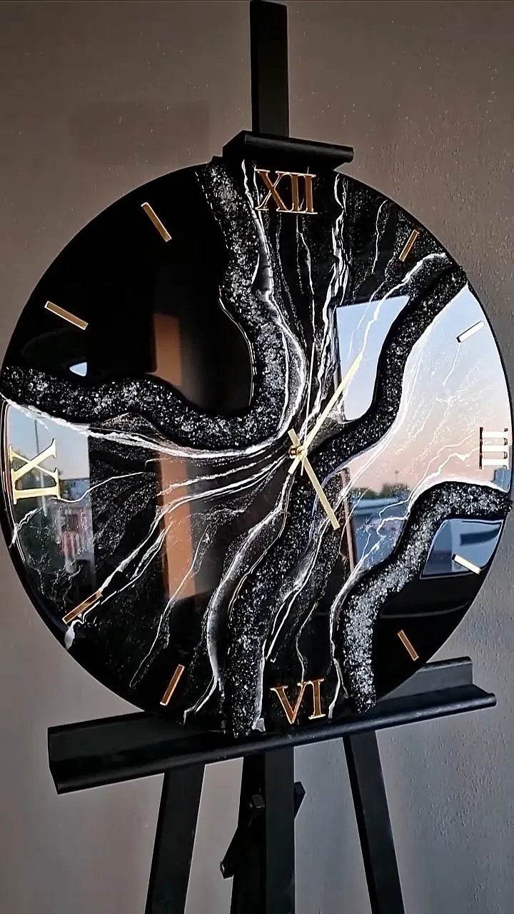 Crimson Galaxy Arabic Resin Wall Clock - Pacific Resin Art