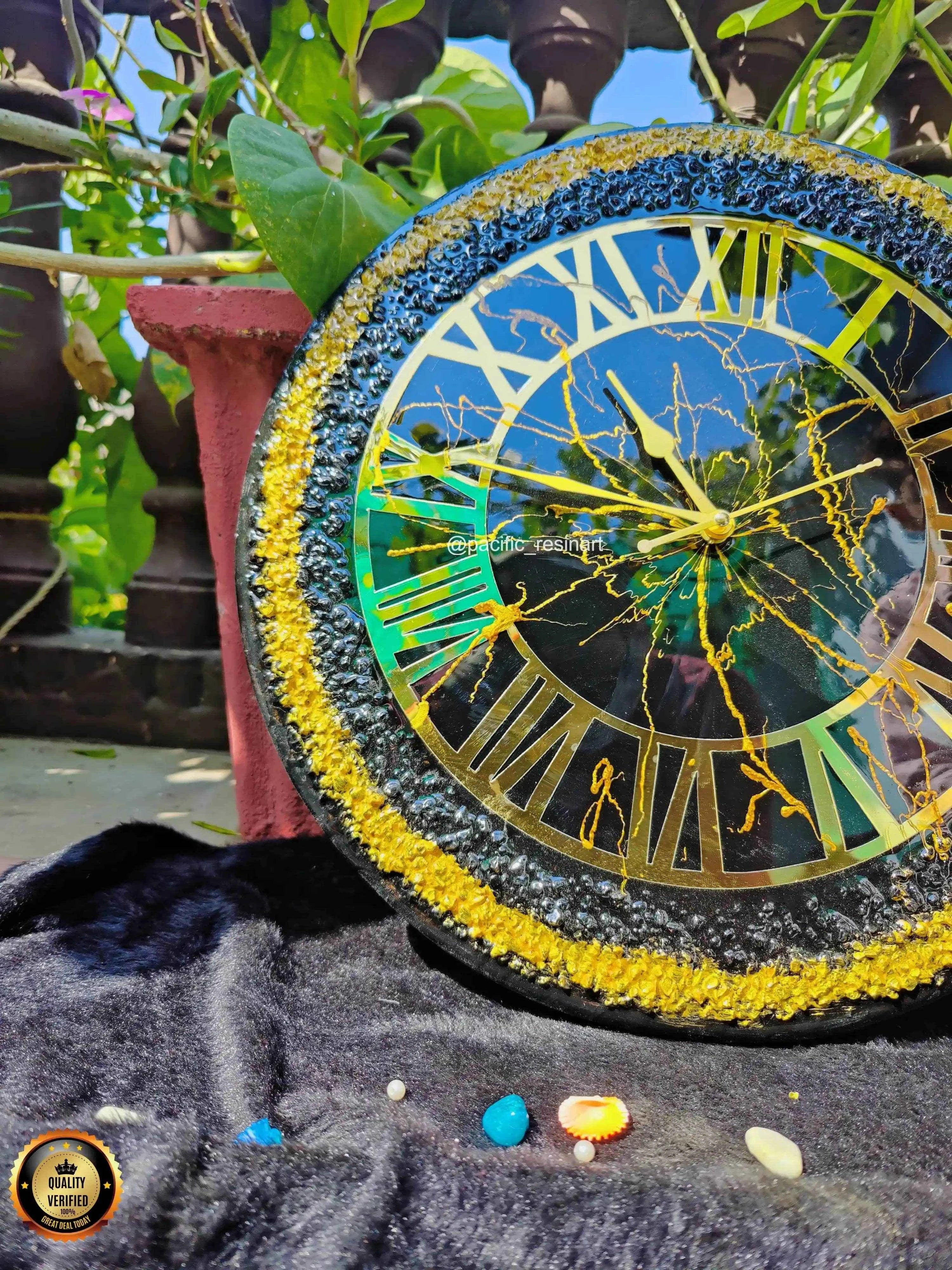 Tintblack Thunder Resin Wall Clock - Premium Art for Home Decor - Pacific Resin Art