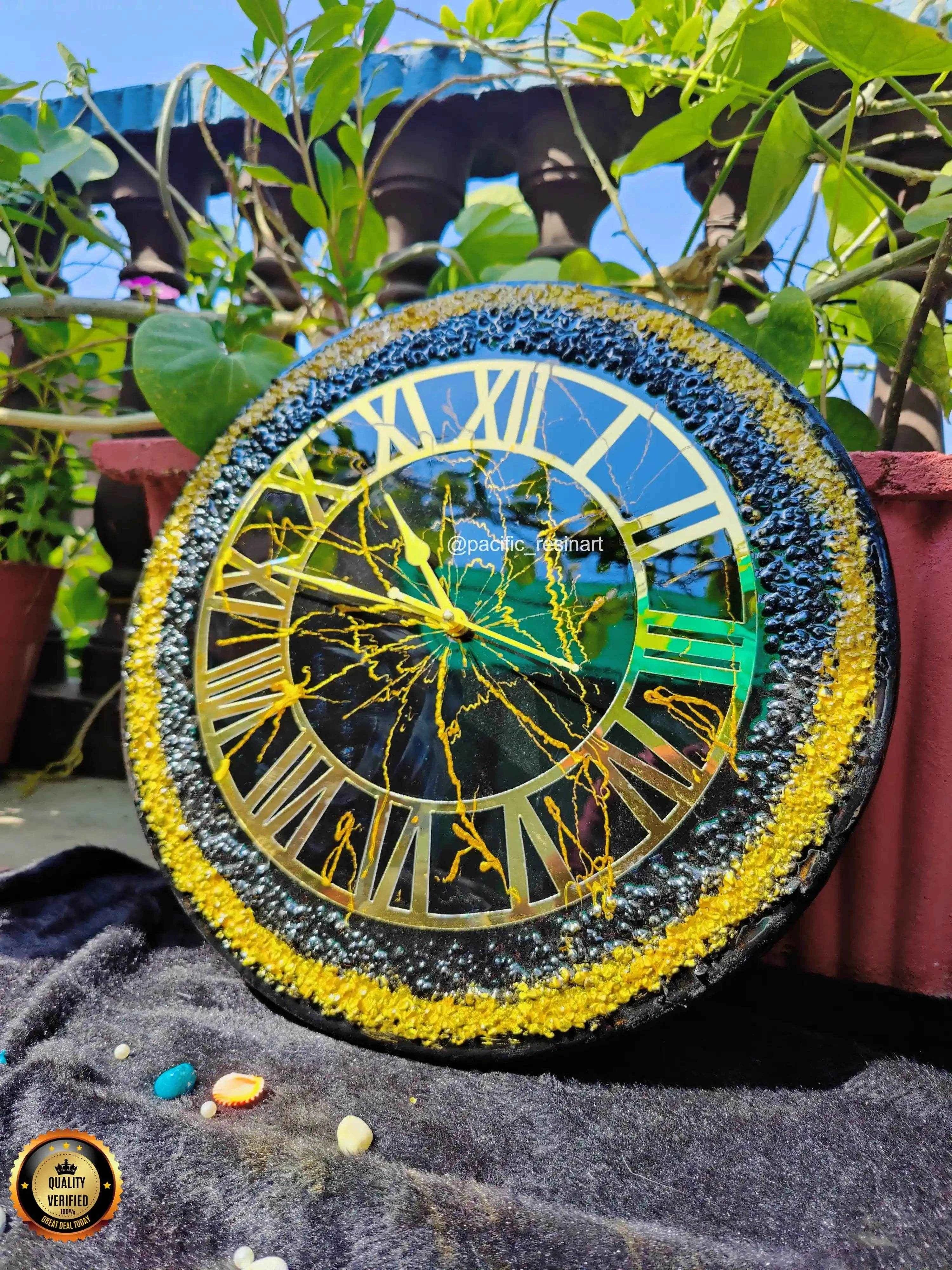 Tintblack Thunder Resin Wall Clock - Premium Art for Home Decor - Pacific Resin Art