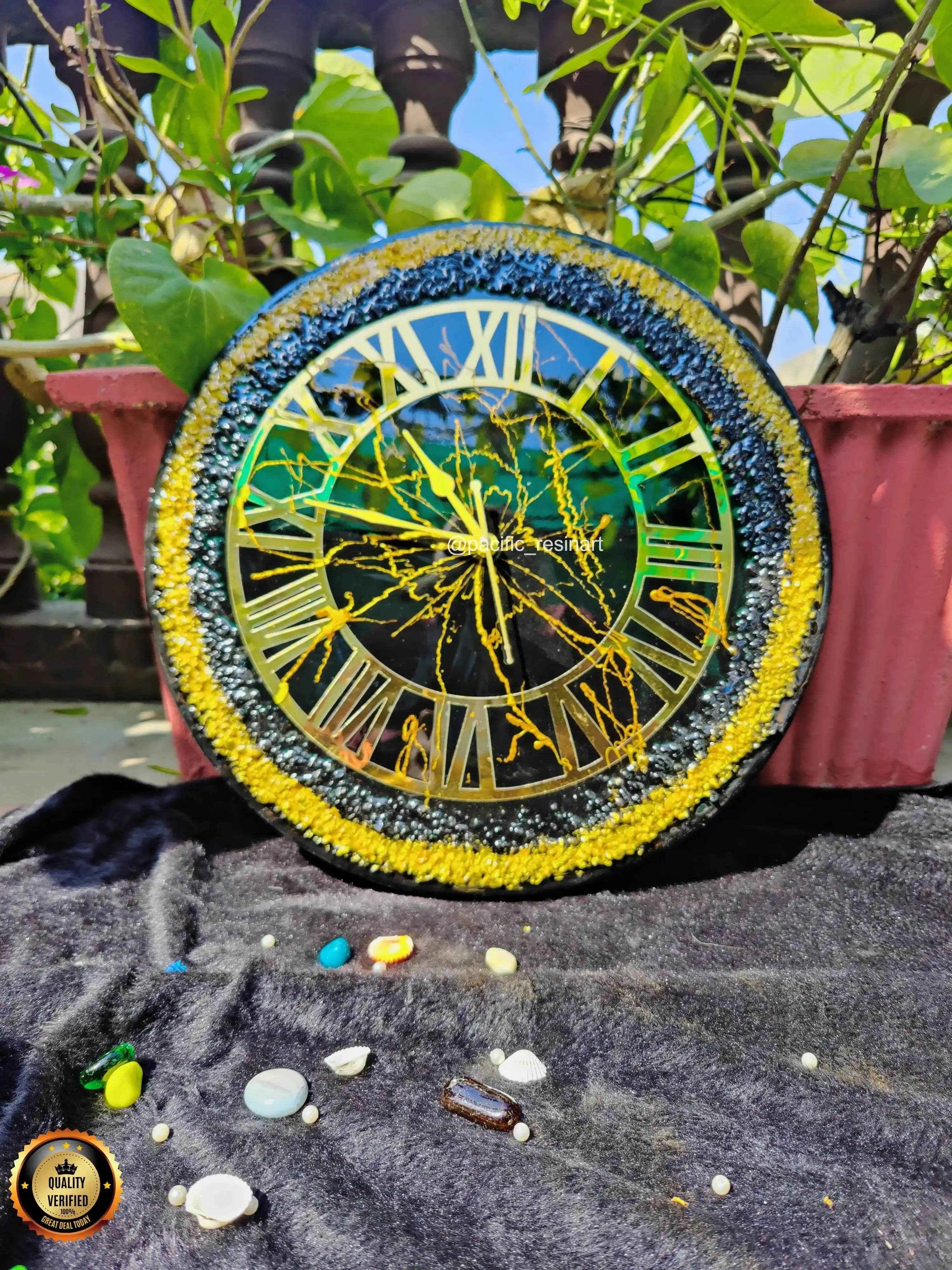 Tintblack Thunder Resin Wall Clock - Premium Art for Home Decor - Pacific Resin Art