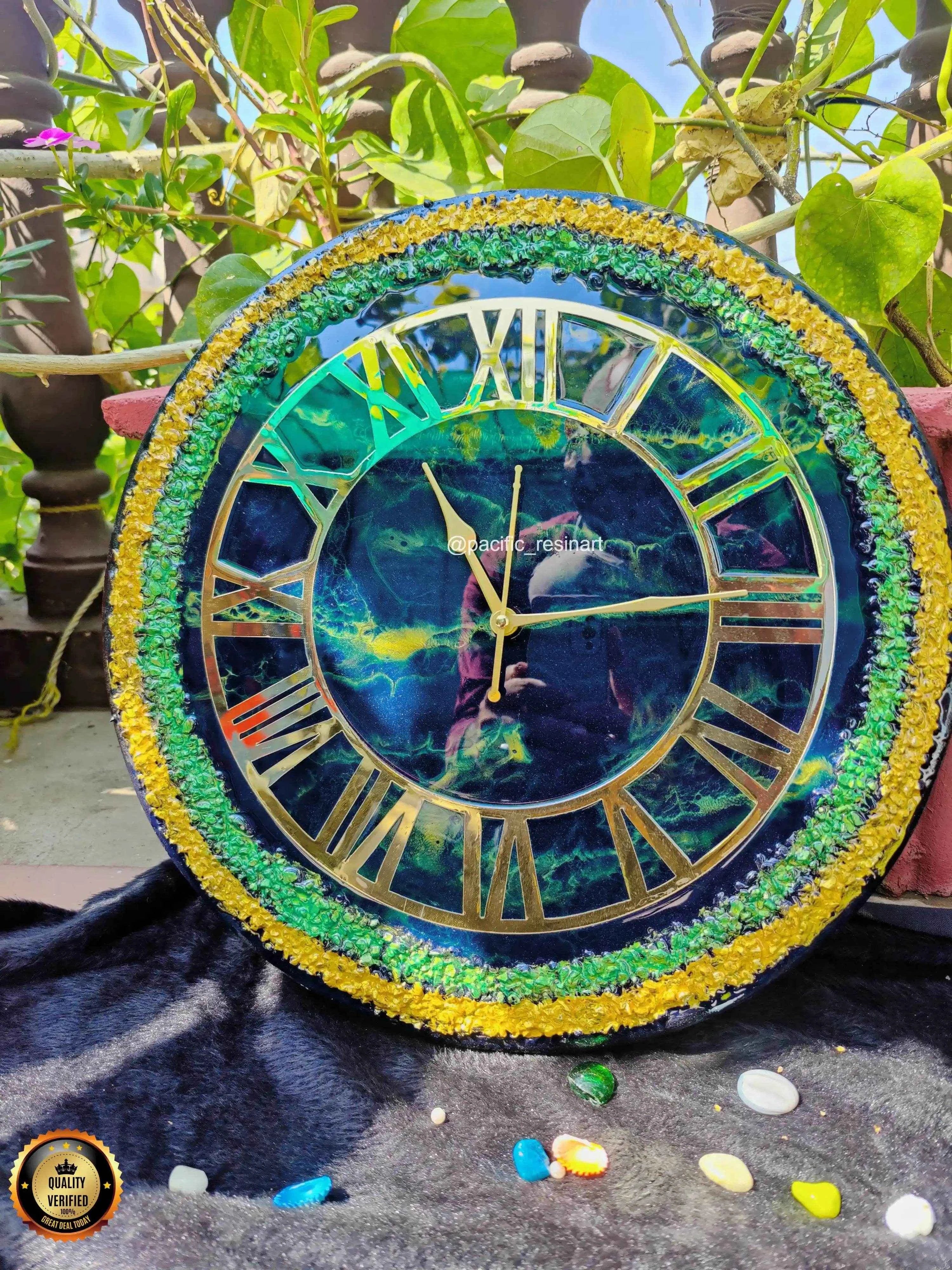 Stony Blue Resin wall clock | Premium Epoxy Wall Clocks - Pacific Resin Art