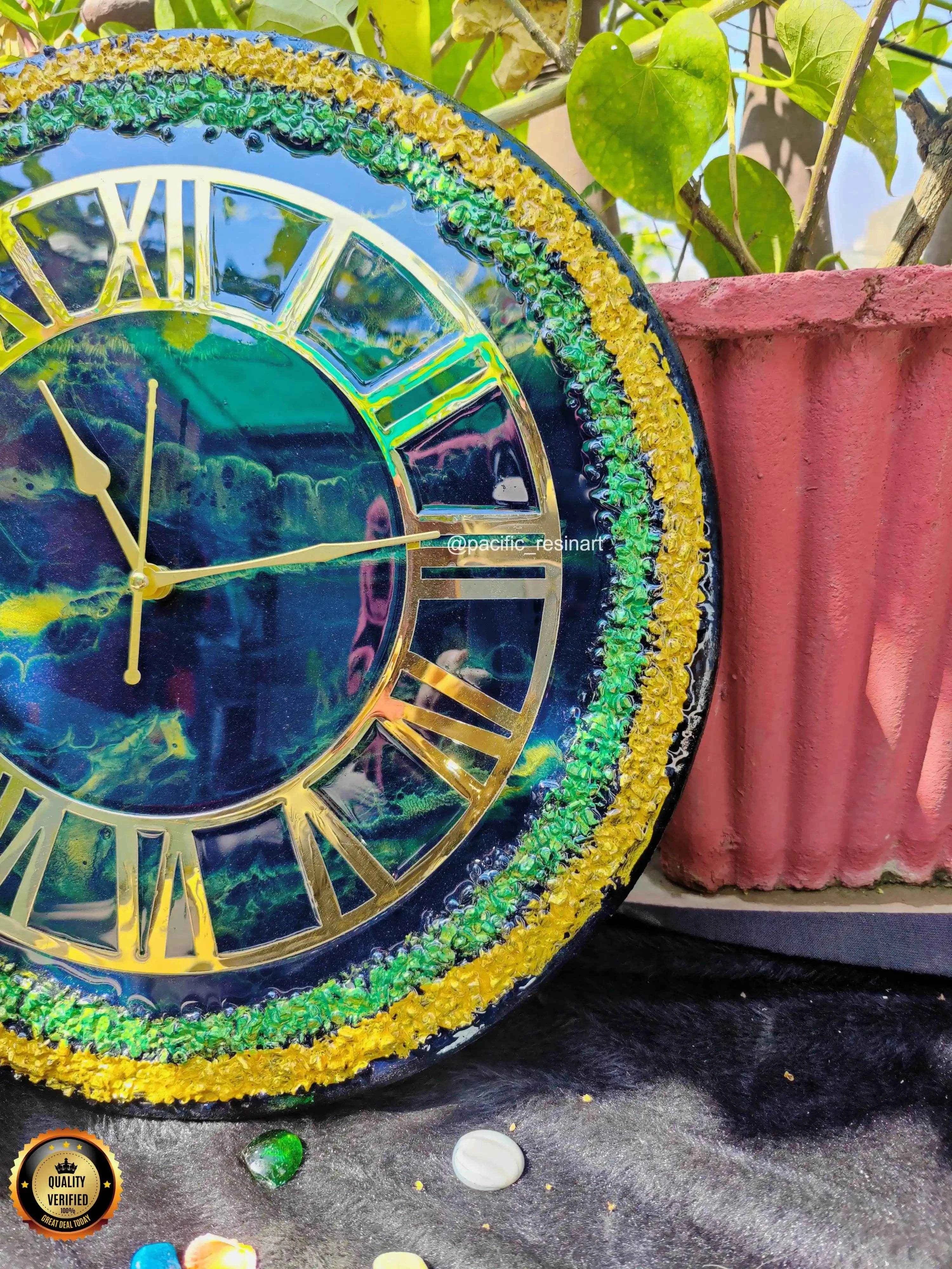 Stony Blue Resin wall clock | Premium Epoxy Wall Clocks - Pacific Resin Art