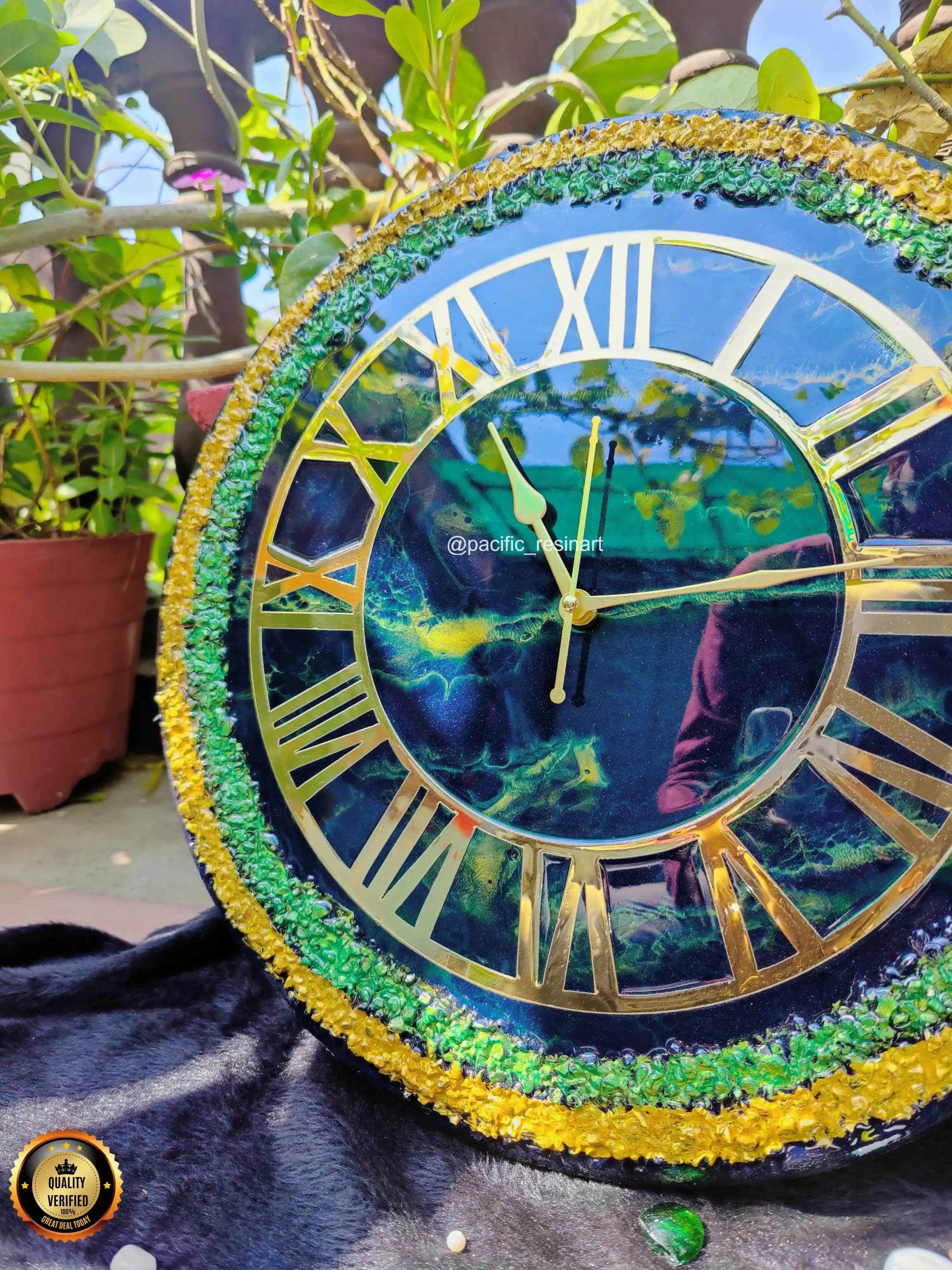 Stony Blue Resin wall clock | Premium Epoxy Wall Clocks - Pacific Resin Art