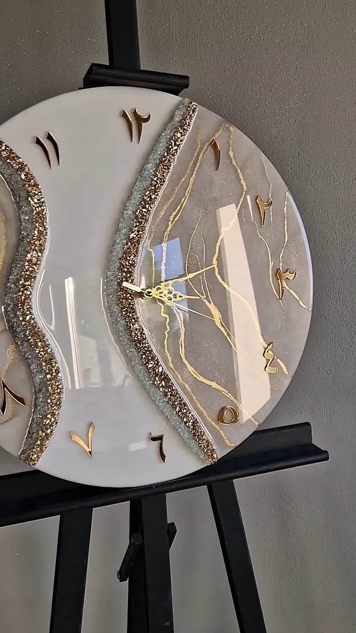 Coral Dream Arabic Style Resin Wall Clock - Pacific Resin Art