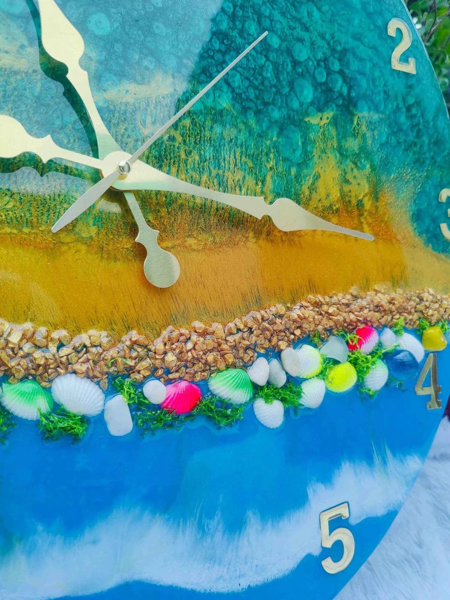 Multicolour 3D Ocean Resin Wall Clock | Epoxy Wall Clock For Decor - Pacific Resin Art
