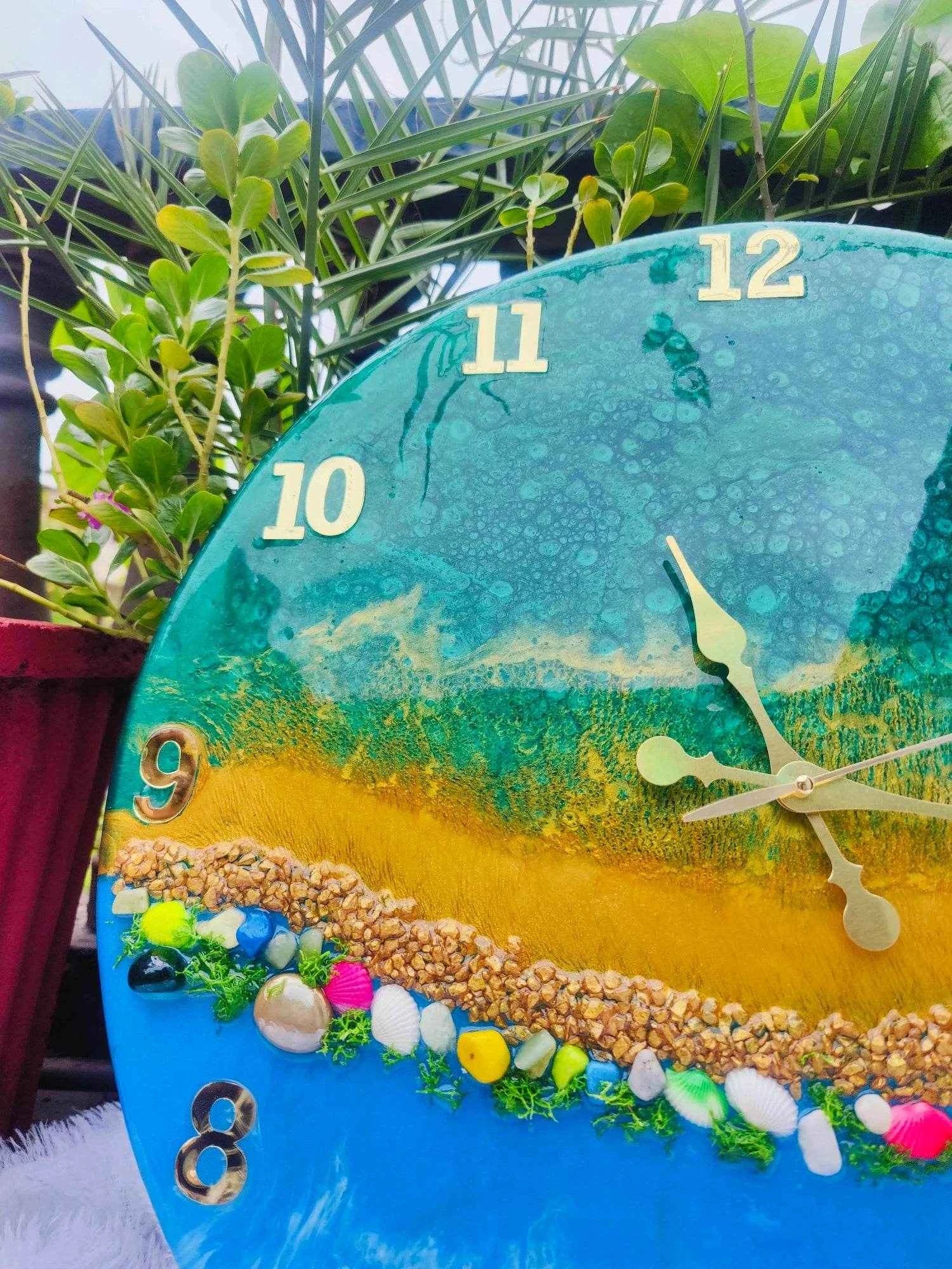 Multicolour 3D Ocean Resin Wall Clock | Epoxy Wall Clock For Decor - Pacific Resin Art