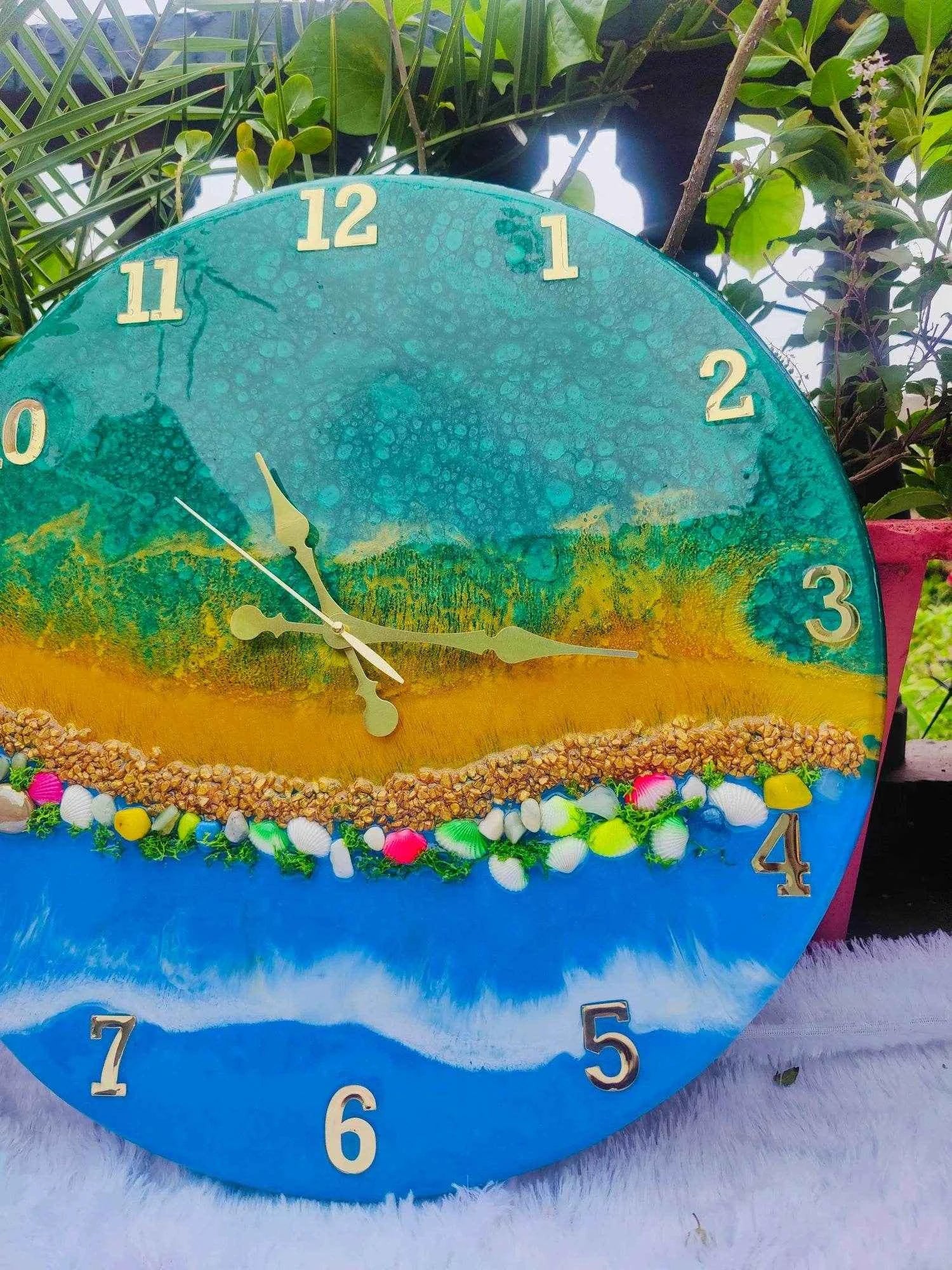 Multicolour 3D Ocean Resin Wall Clock | Epoxy Wall Clock For Decor - Pacific Resin Art