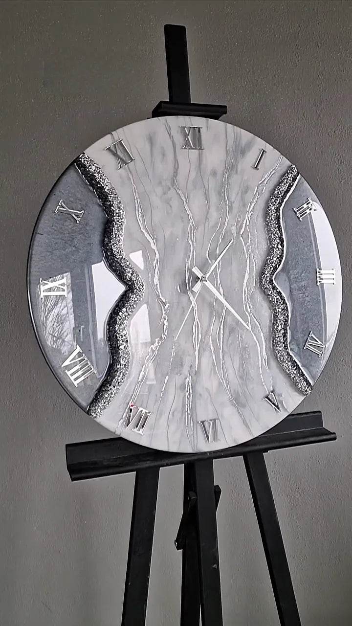 Lagoon Grey Stones Resin Wall Clock - Pacific Resin Art