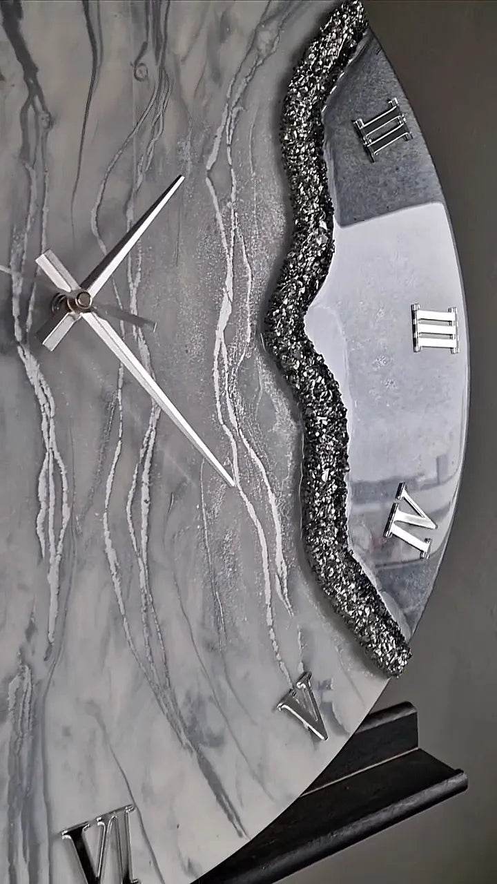 Lagoon Grey Stones Resin Wall Clock - Pacific Resin Art