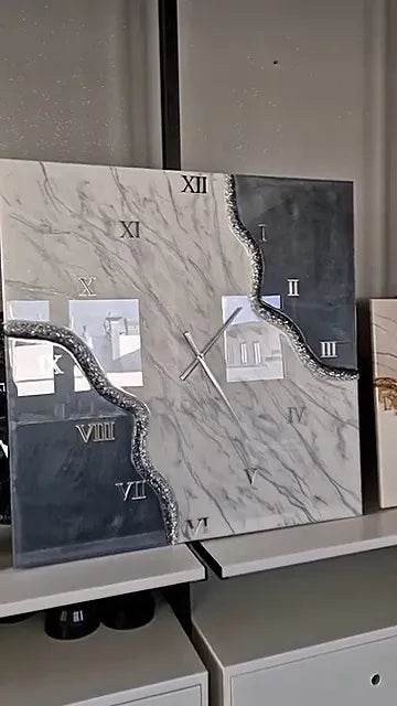 Marble Echo Square Stone Resin Wall Clock - Pacific Resin Art