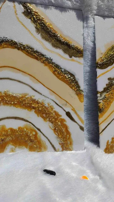 Creamy Golden Epoxy Resin wall Art Hangings and Wall Paintings - Pacific Resin Art