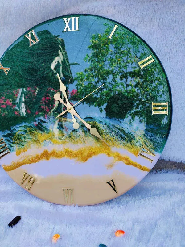 Green Ocean Resin wall clock
