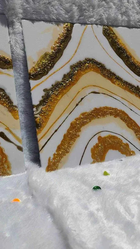 Creamy Golden Epoxy Resin wall Art Hangings and Wall Paintings - Pacific Resin Art