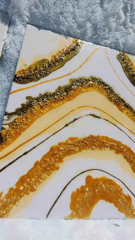 Creamy Golden Epoxy Resin wall Art Hangings and Wall Paintings - Pacific Resin Art