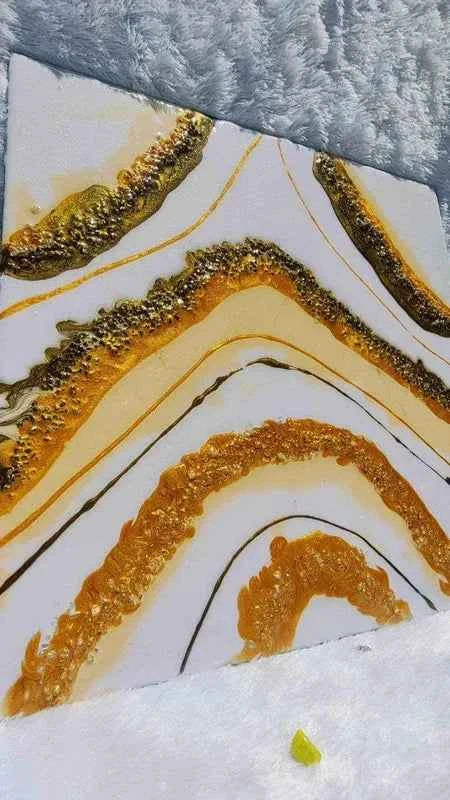 Creamy Golden Epoxy Resin wall Art Hangings and Wall Paintings - Pacific Resin Art
