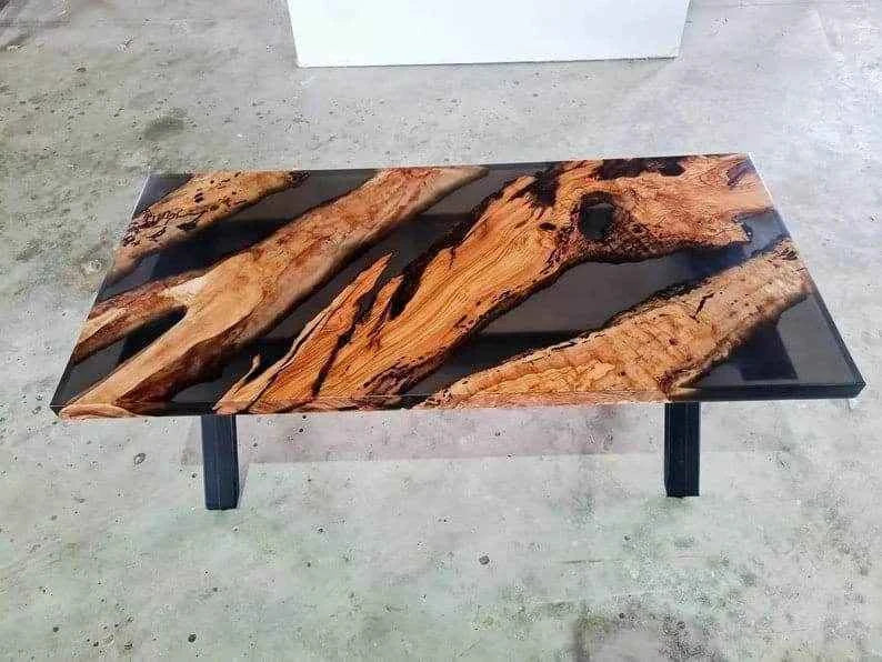 Deepstream Black wooden resin Dining table | Premium wooden dining table - Pacific Resin Art
