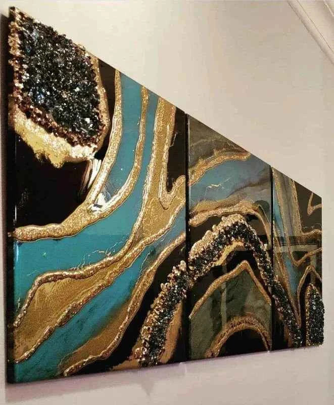 Blue Golden Epoxy Resin wall Art Hangings and Wall Paintings - Pacific Resin Art