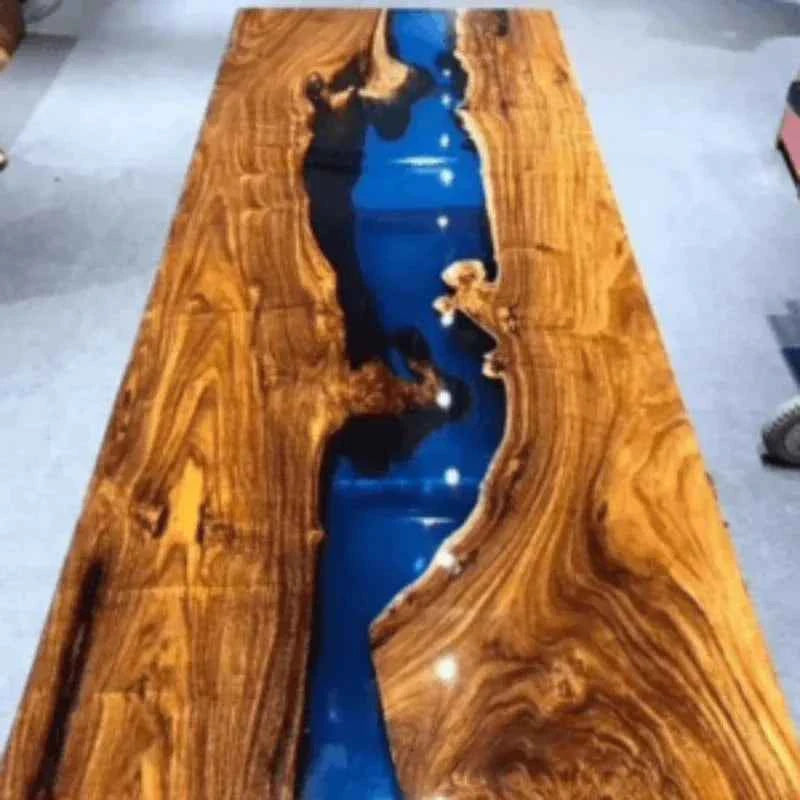 Blue Wooden resin Dining table | Modern Resin Dining Furniture with legs - Pacific Resin Art