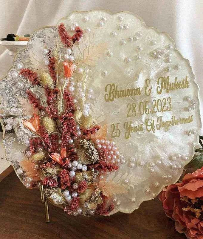 Beautiful Pearls Resin Varmala preservation | Elegant Resin wedding varmala preservation - Pacific Resin Art