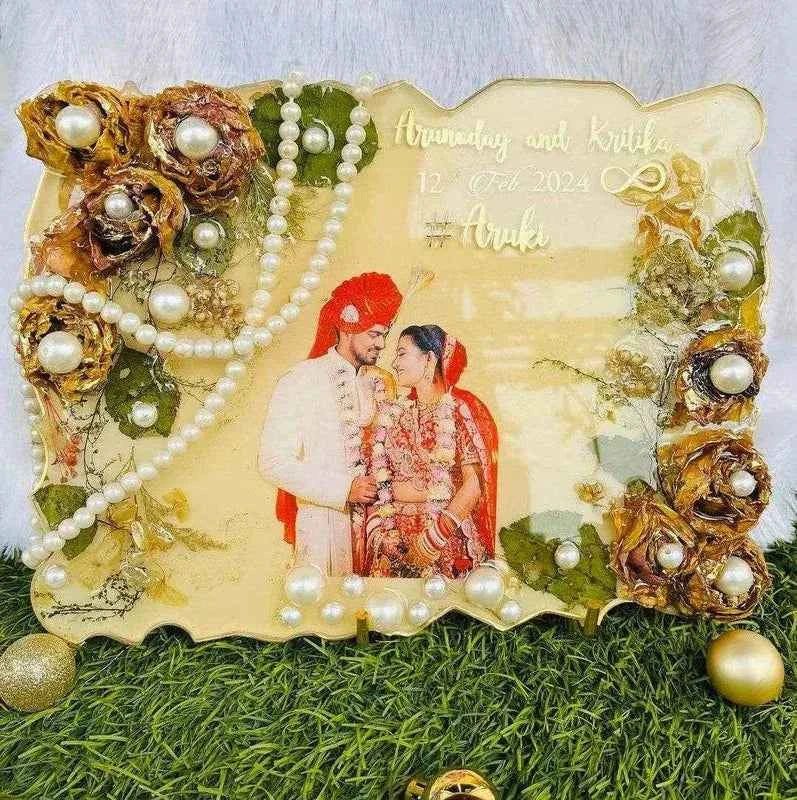 Golden Vows Resin Vermala preservation | Resin Wedding Flowers Preservations & Keepsakes - Pacific Resin Art