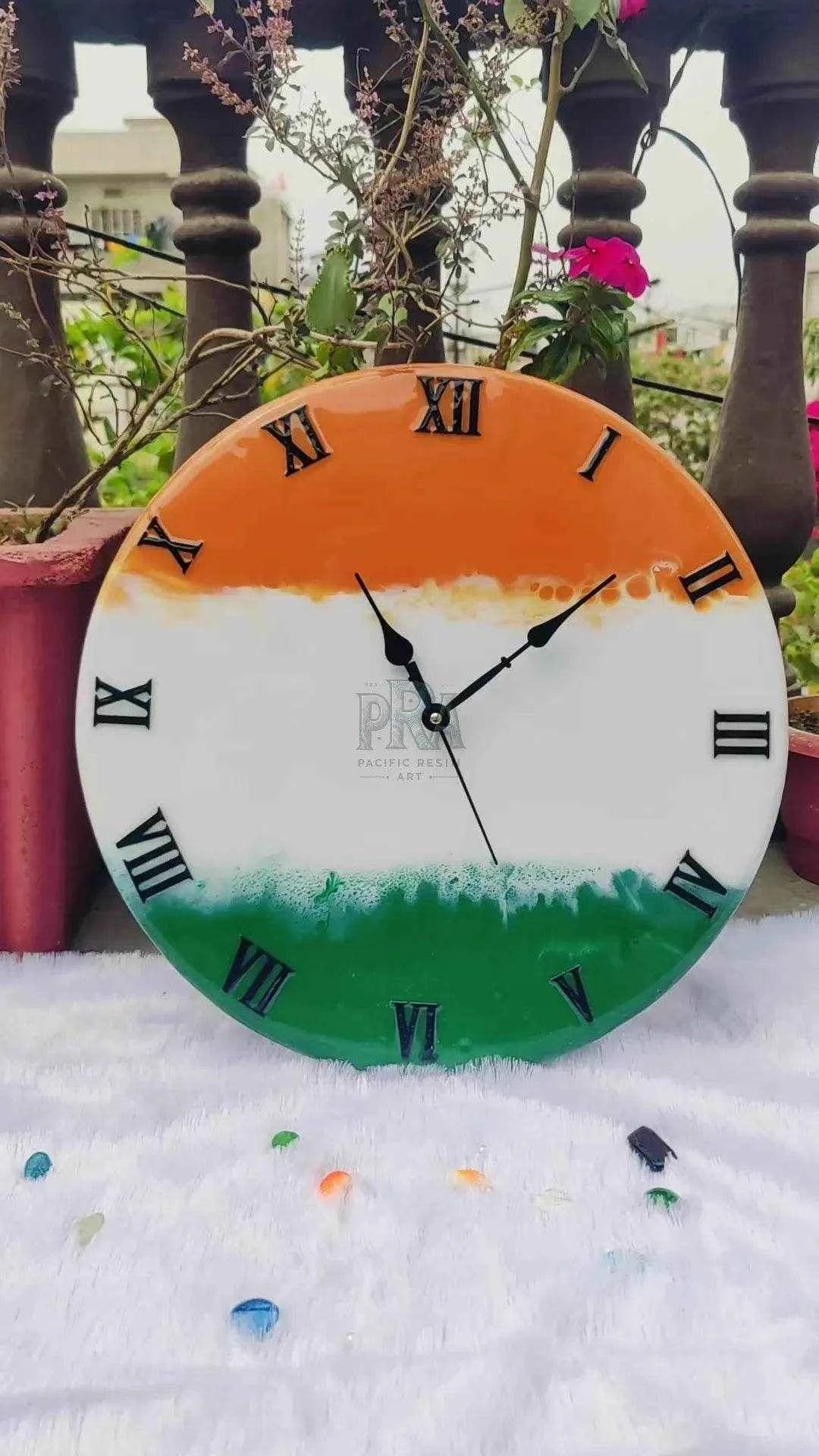 Indian Flag Resin wall clock | Premium Wall Clock For Home - Pacific Resin Art