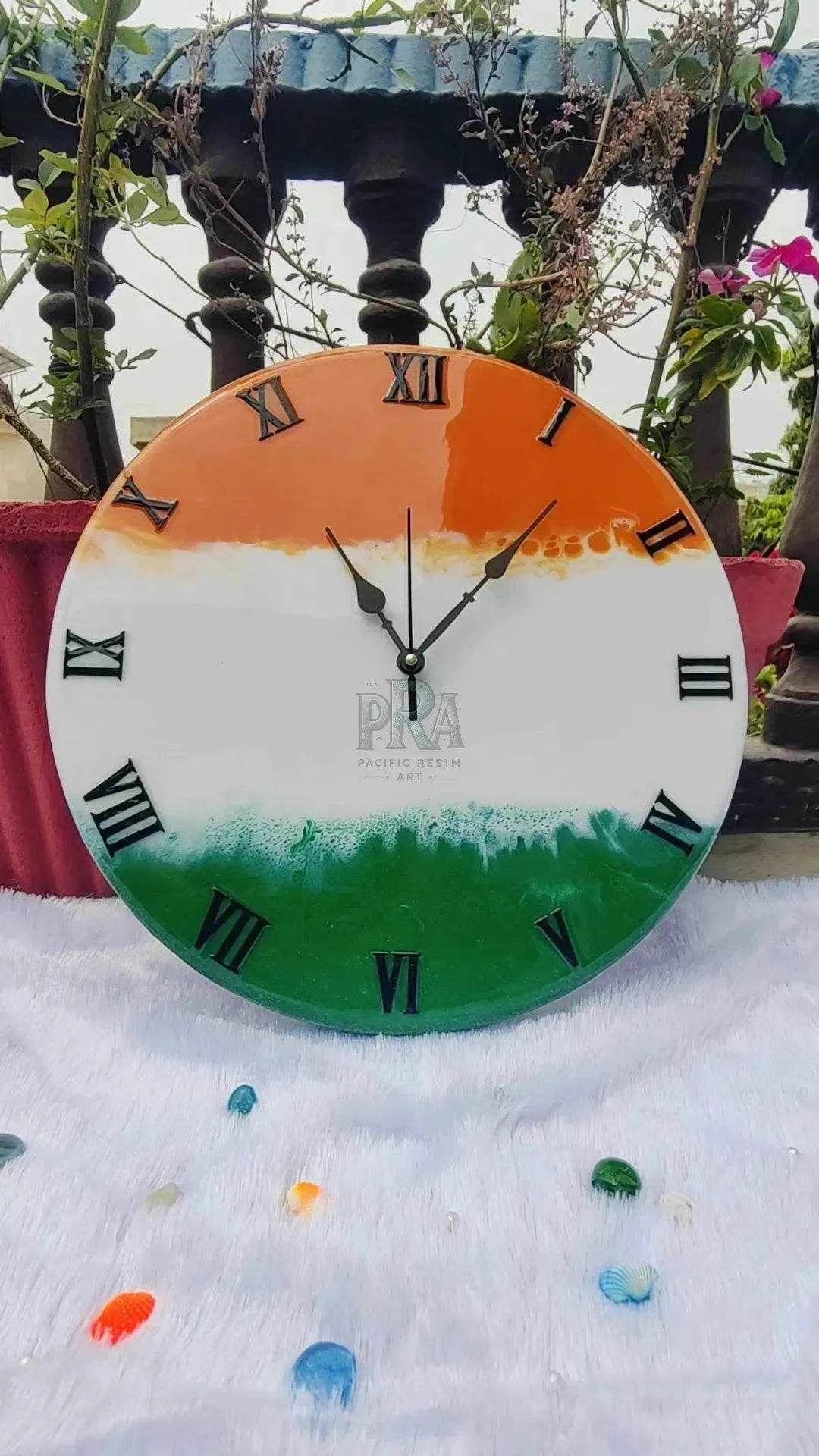 Indian Flag Resin wall clock | Premium Wall Clock For Home - Pacific Resin Art