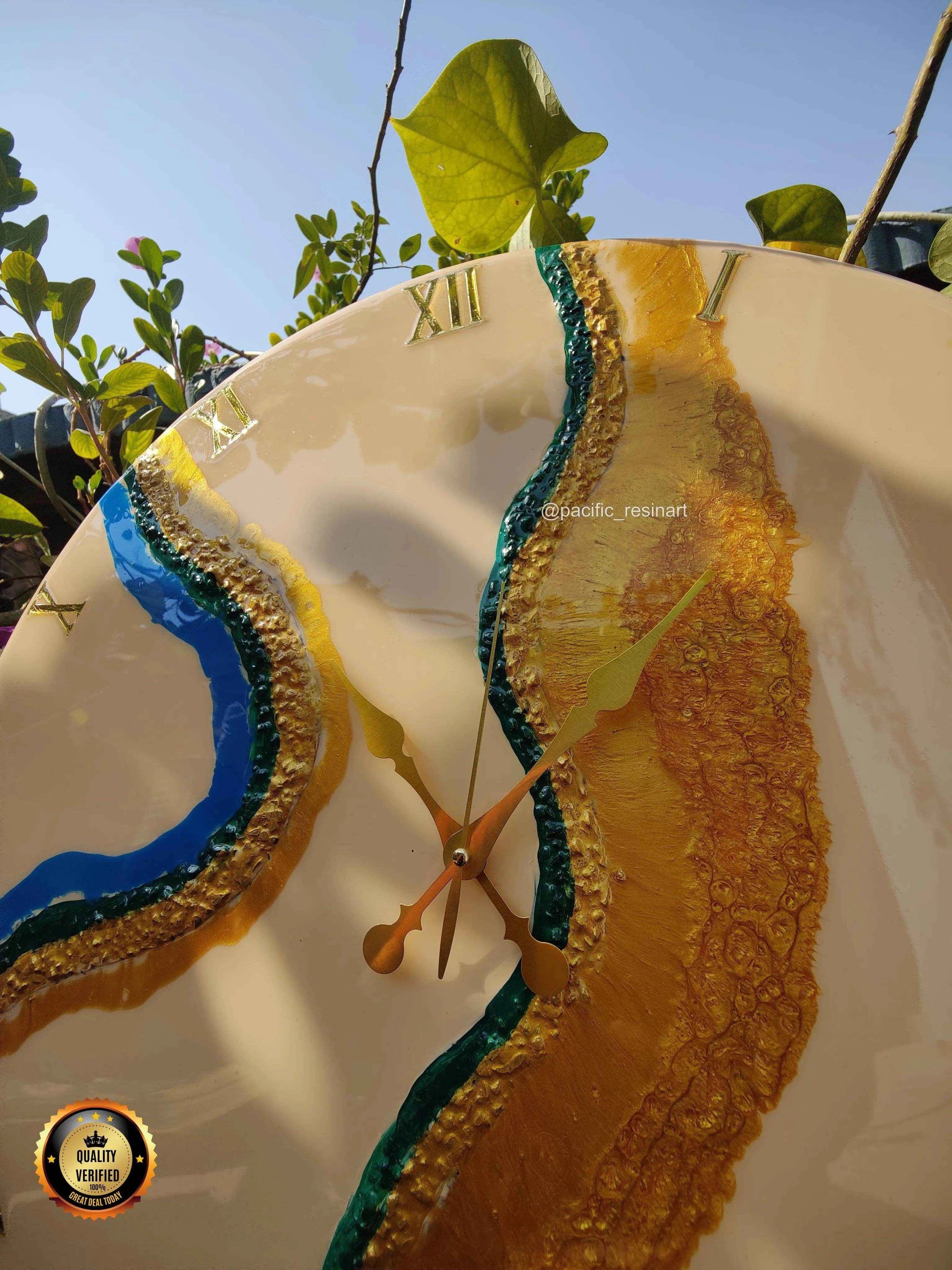 Curvy Green Roman Resin wall clock | Premium Resin Wall Clock - Pacific Resin Art