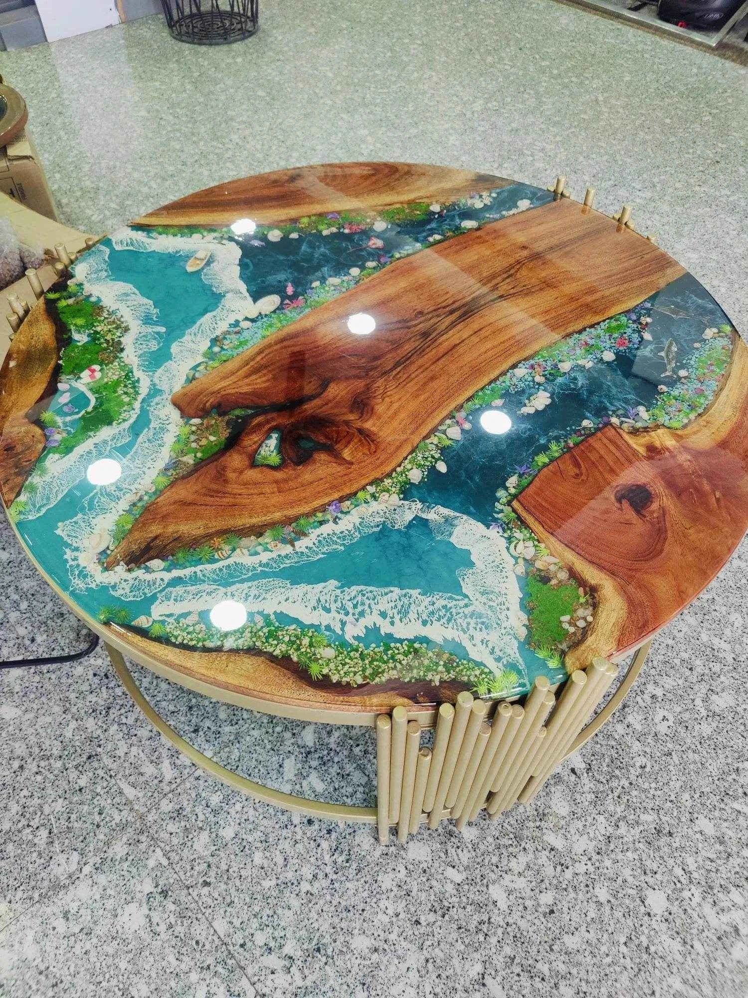 Ocean River Epoxy Resin Centre Table | Luxury Table For Interiors - Pacific Resin Art