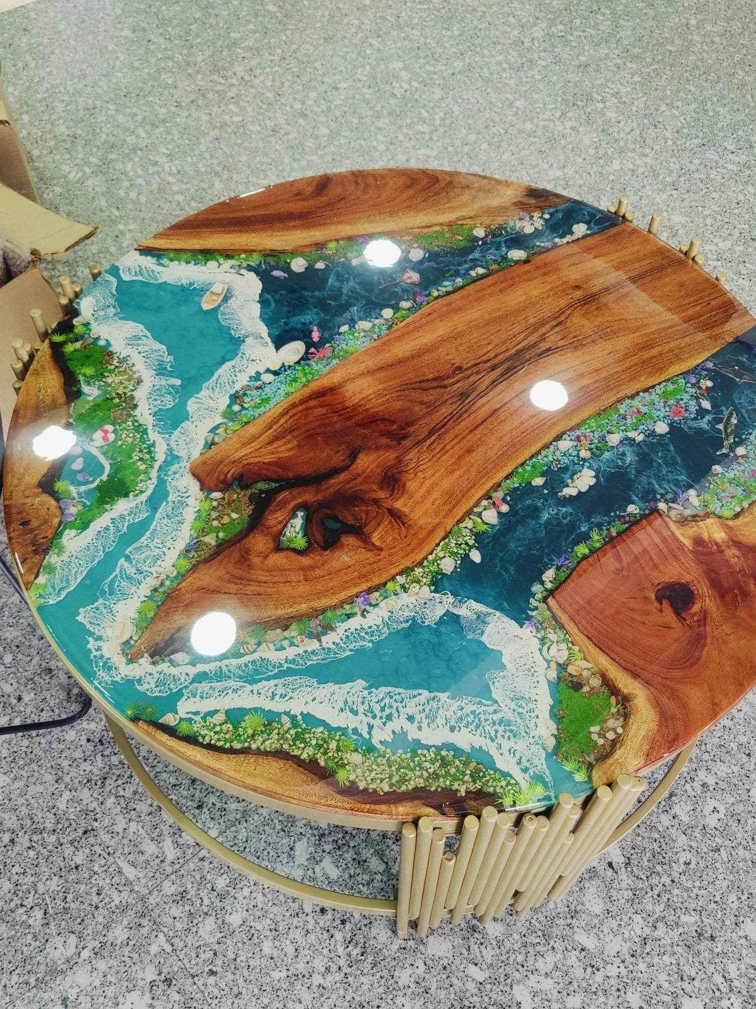Ocean River Epoxy Resin Centre Table | Luxury Table For Interiors - Pacific Resin Art