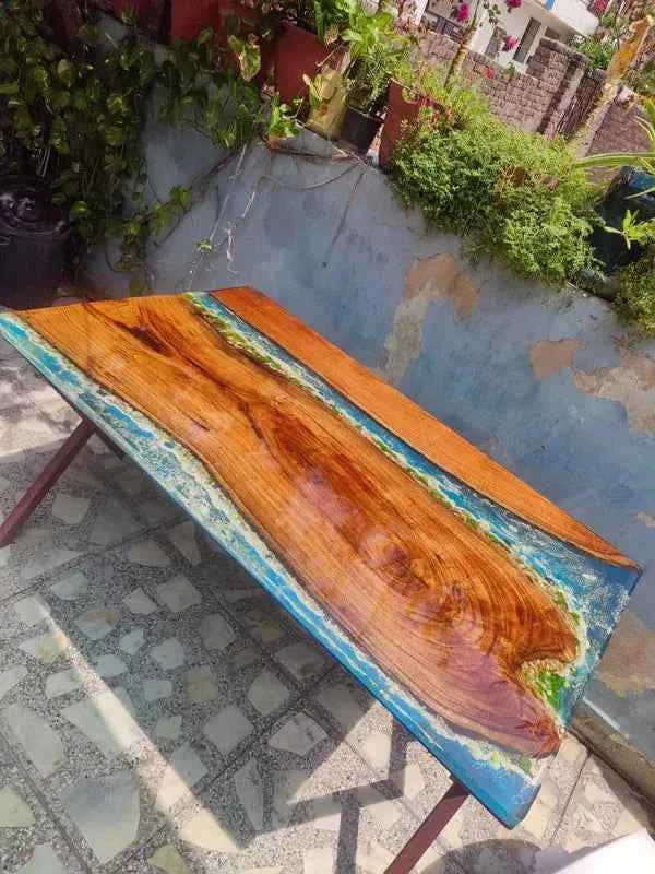 River Ripple Wooden Resin Dining table with legs - Pacific Resin Art