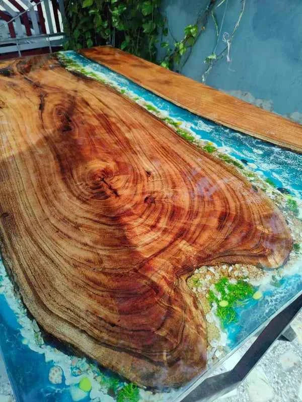 River Ripple Wooden Resin Dining table with legs - Pacific Resin Art