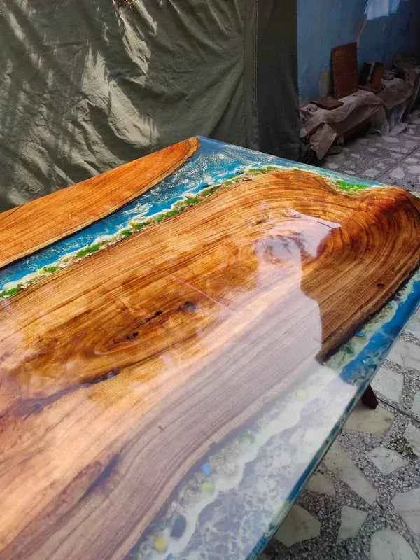 River Ripple Wooden Resin Dining table with legs - Pacific Resin Art