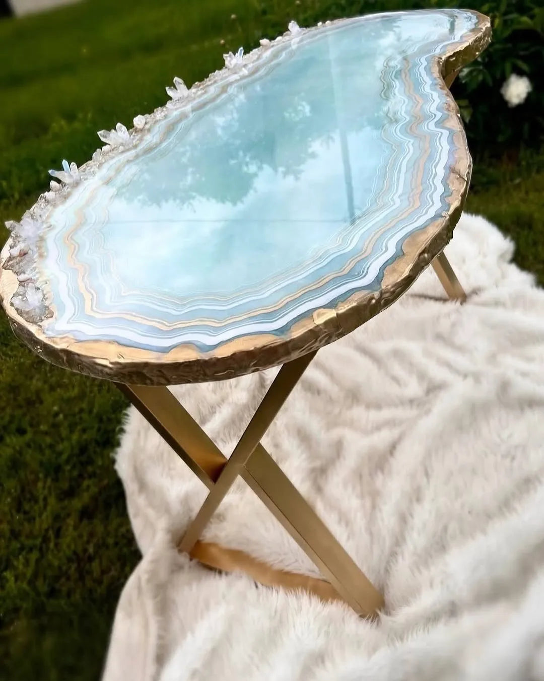 Elegant Wave Handcrafted Resin Coffee Table
