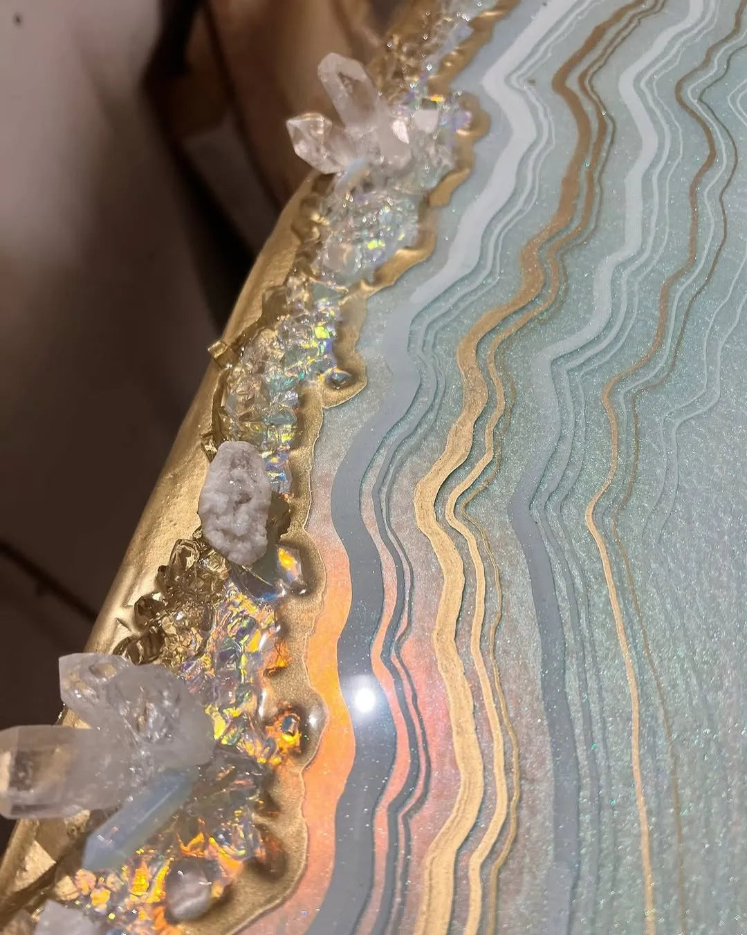Elegant Wave Handcrafted Resin Coffee Table
