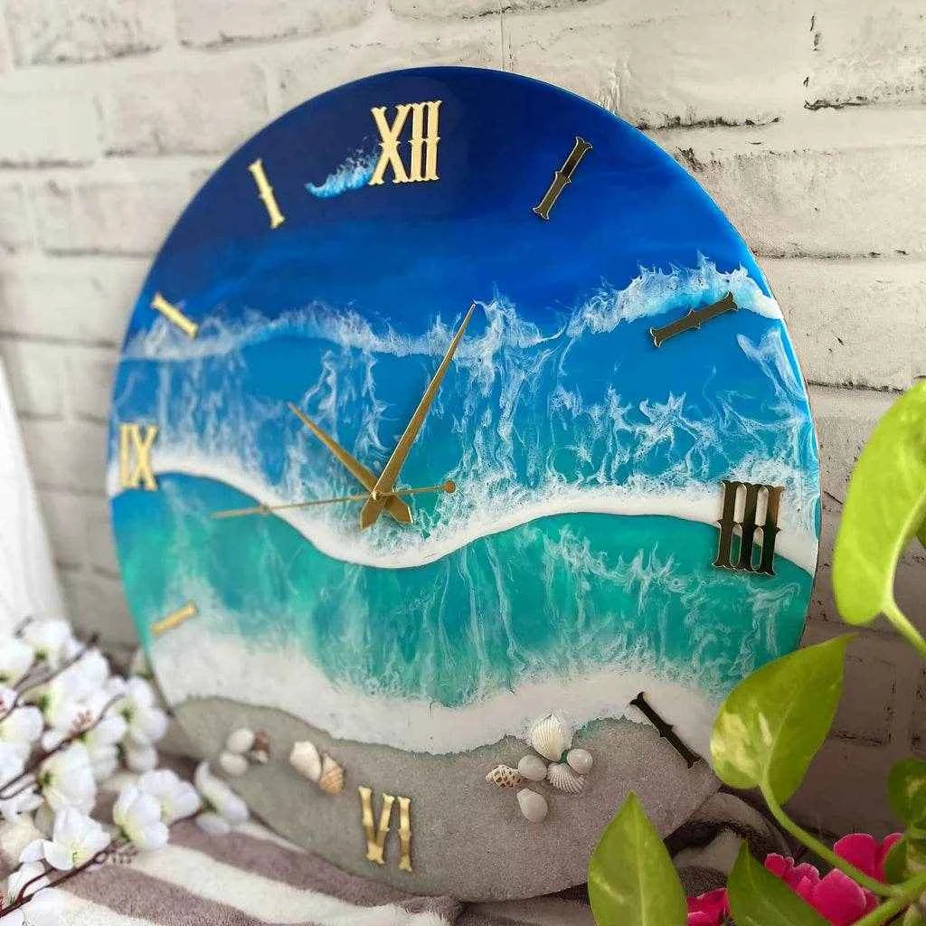 Tsunami Epoxy Resin Wall Clock | Modern Epoxy Art For Decor - Pacific Resin Art