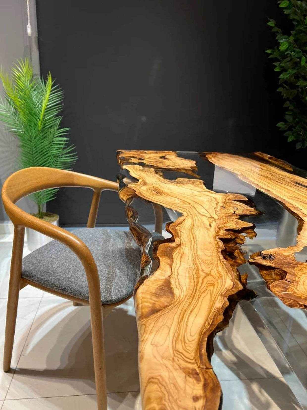 Mystic Transparent Multiwood Resin Dining table | Luxury Resin Dining Table with legs - Pacific Resin Art