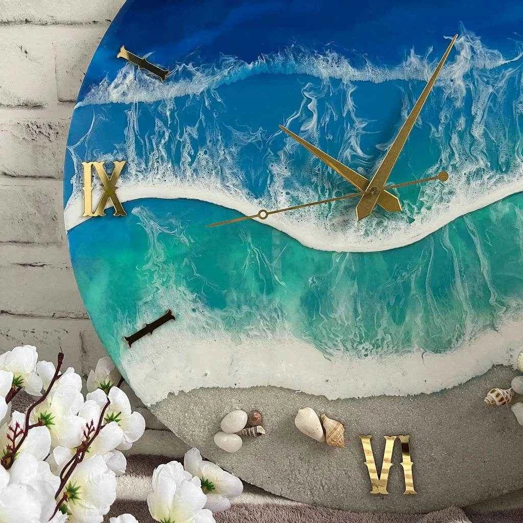 Tsunami Epoxy Resin Wall Clock | Modern Epoxy Art For Decor - Pacific Resin Art
