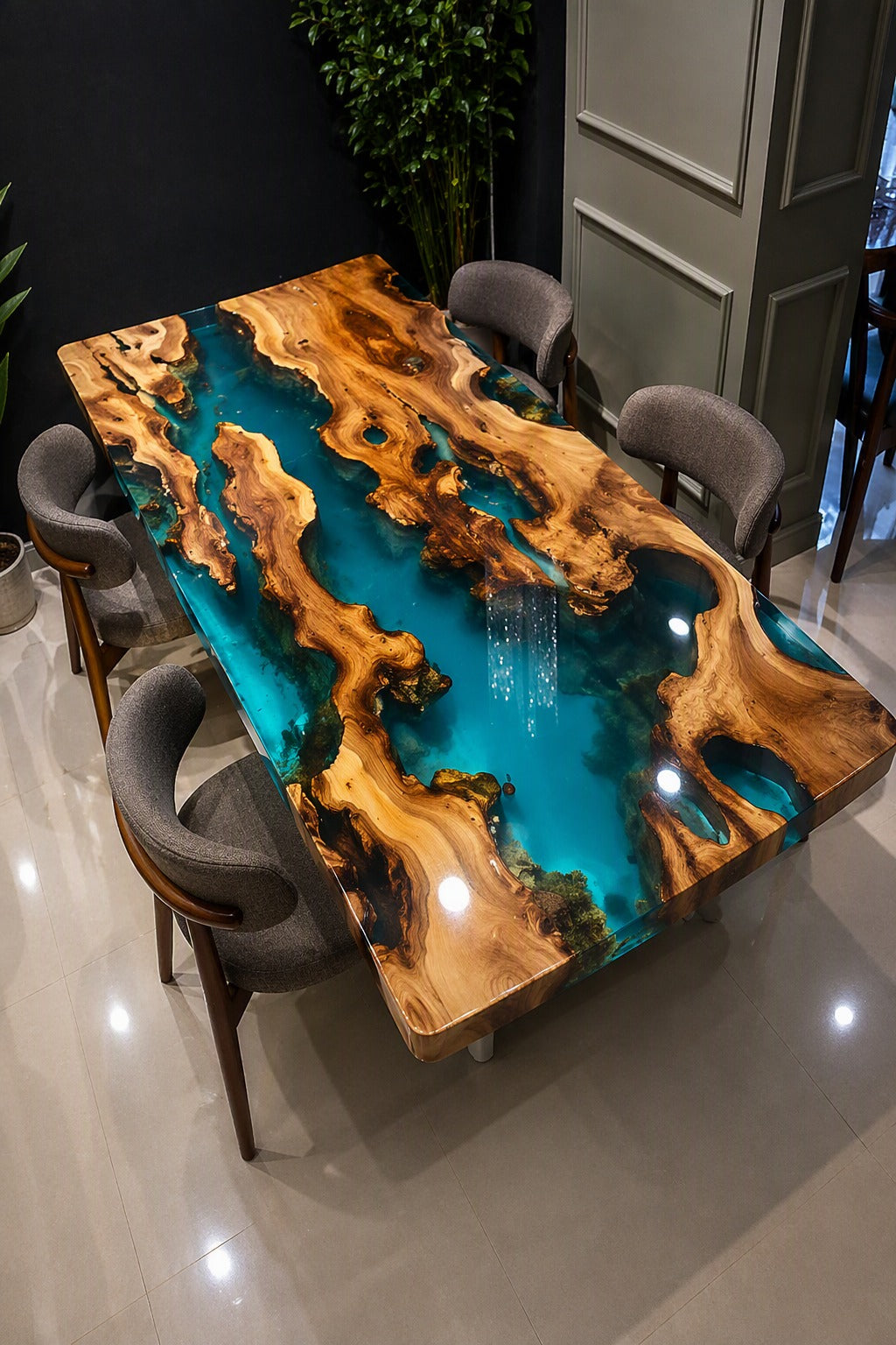 Dining table customized 5x3 feet with stand