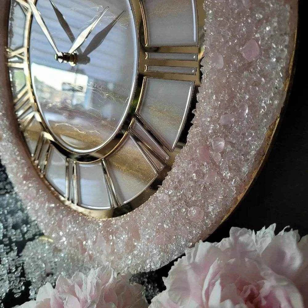 Pink Ring Stone Resin Wall Clock | Luxury Epoxy Art For Decor - Pacific Resin Art