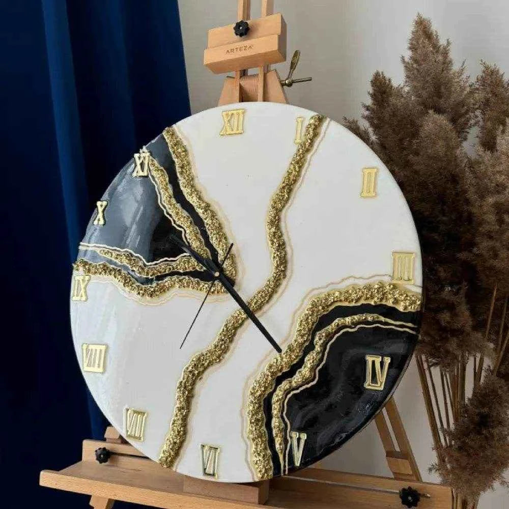 White Geode Resin Wall Clock - Unique Epoxy Home Decor - Pacific Resin Art